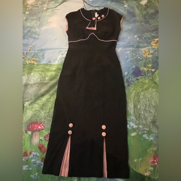 Stop Staring 30's Bombshell Dress, Black/Pink, XL, EUC - Picture 9 of 11